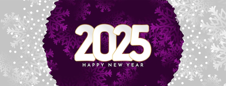 Free Vector happy new year 2025 modern snowflakes banner design