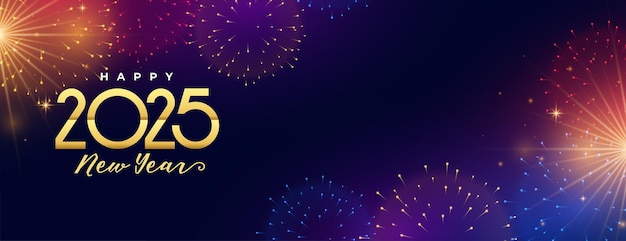 Free Vector | Happy new year 2025 party wallpaper with firework decor