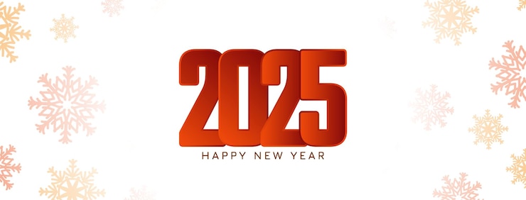 Free Vector happy new year 2025 snowflakes decorative banner