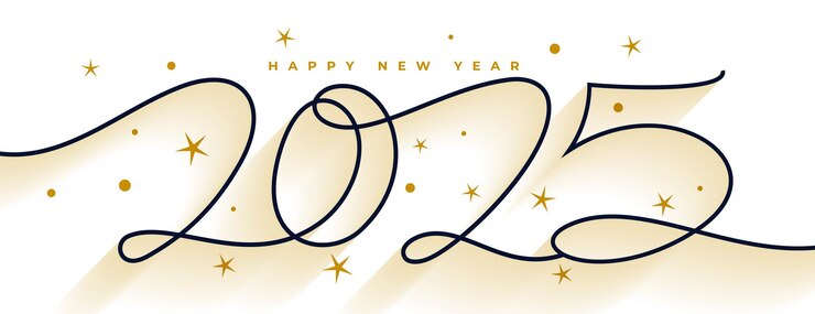 Free Vector happy new year 2025 wishes banner in line style