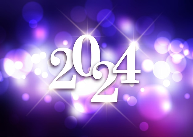 Free vector happy new year background on a bokeh lights design