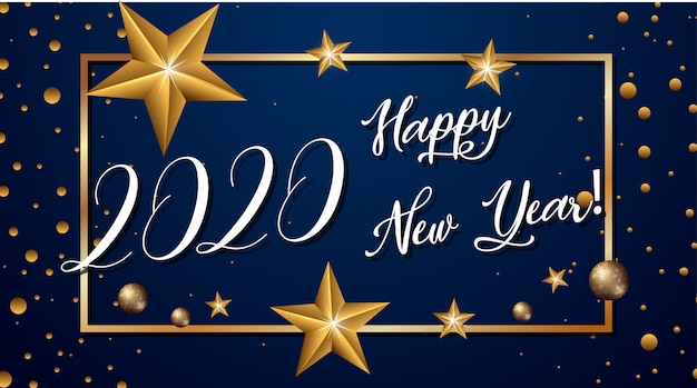 Happy new year background design with stars