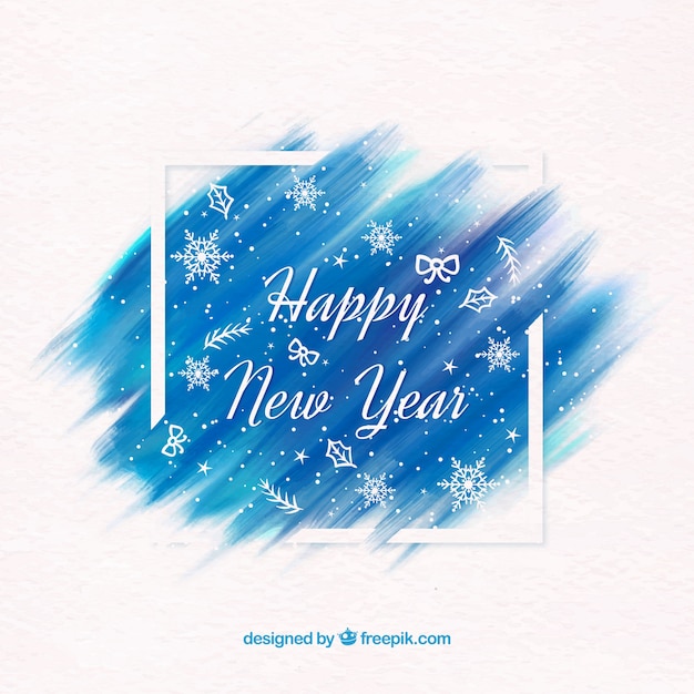 Бесплатное векторное изображение Счастливый новогодний фон в акварель