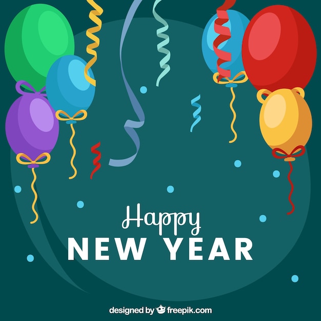 Free vector happy new year background with balloons