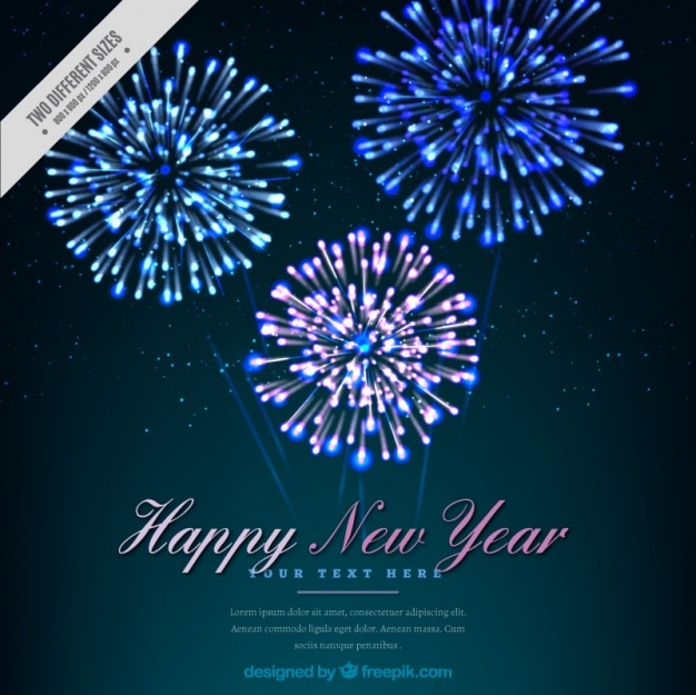 Free vector happy new year background with bright fireworks