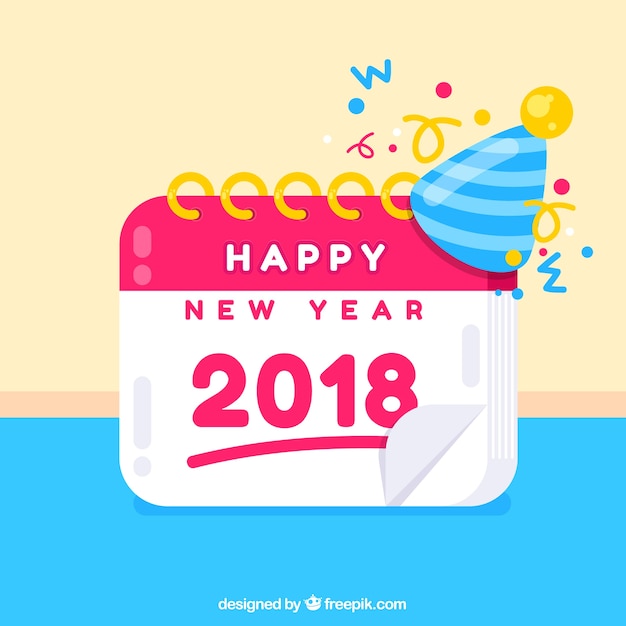 Free vector happy new year background with a calendar