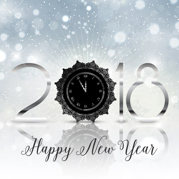 Happy New Year background with decorative clock 