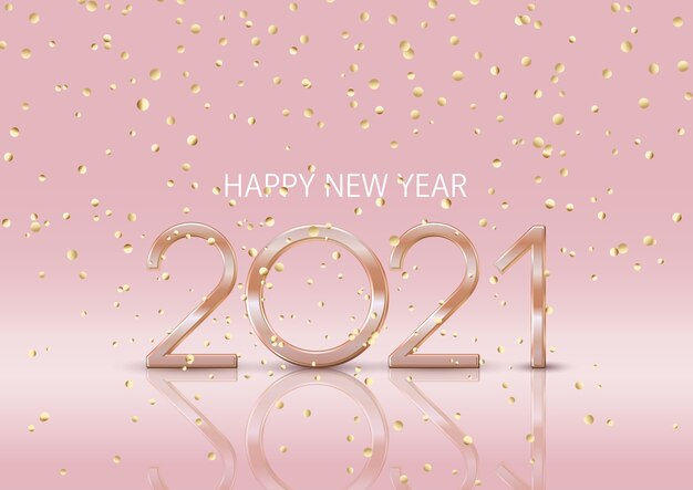 Happy New Year background with falling gold confetti