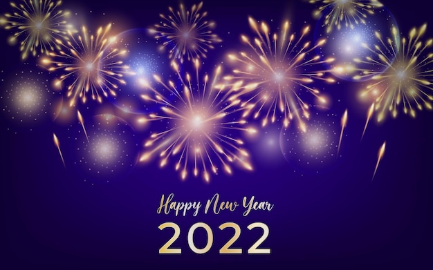 Free vector happy new year background with fireworks