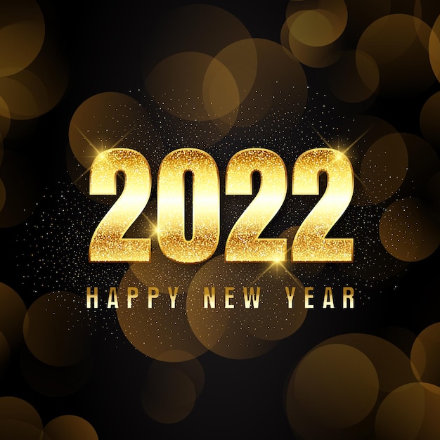 Free vector happy new year background with glittery gold lettering
