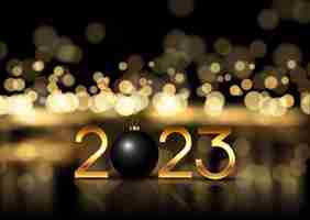 Free vector happy new year background with gold bokeh lights design