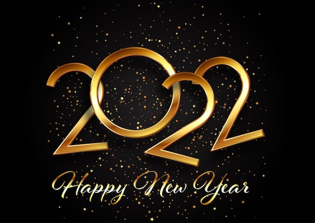 Happy new year background with gold lettering and glitter design