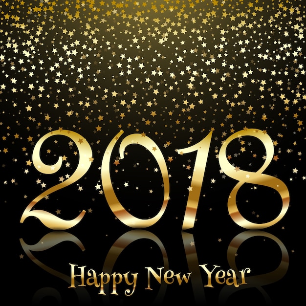 Free vector happy new year background with gold stars