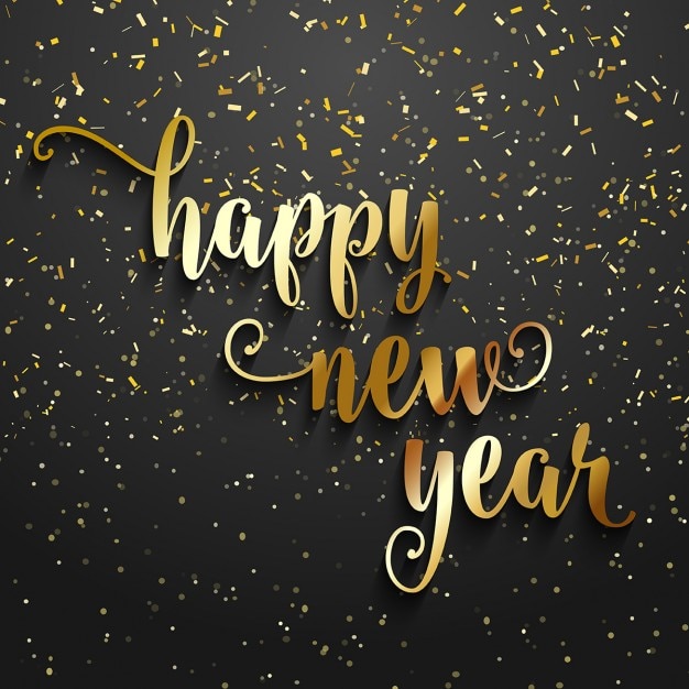 Бесплатное векторное изображение Счастливый новый год фон с золотыми конфетти