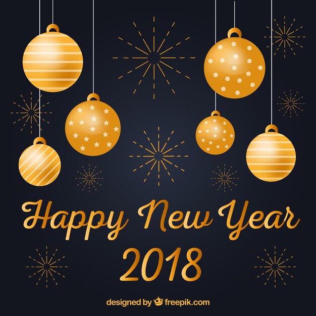 Happy new year background with golden decorations