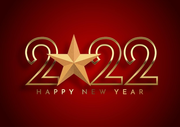 Happy new year background with golden numbers and star