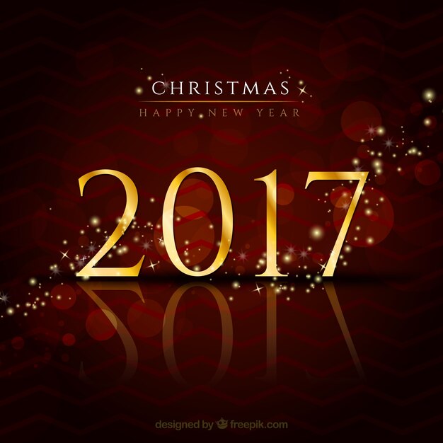 Happy new year background with golden numbers