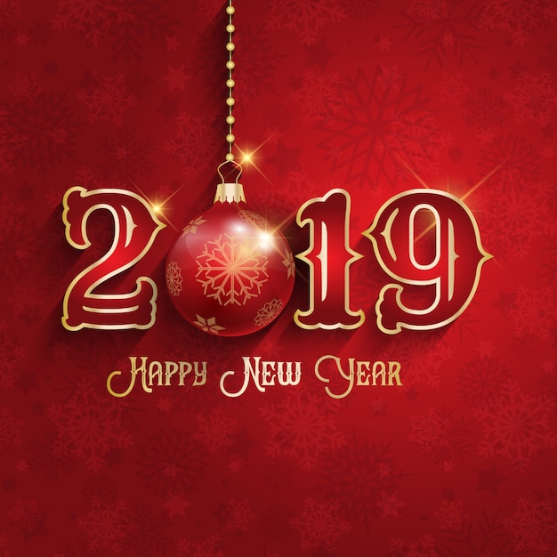 Happy new year background with hanging bauble