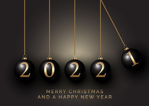 Happy new year background with hanging baubles design