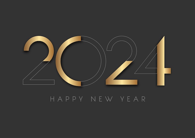 Free vector happy new year background with a modern gold numbers design