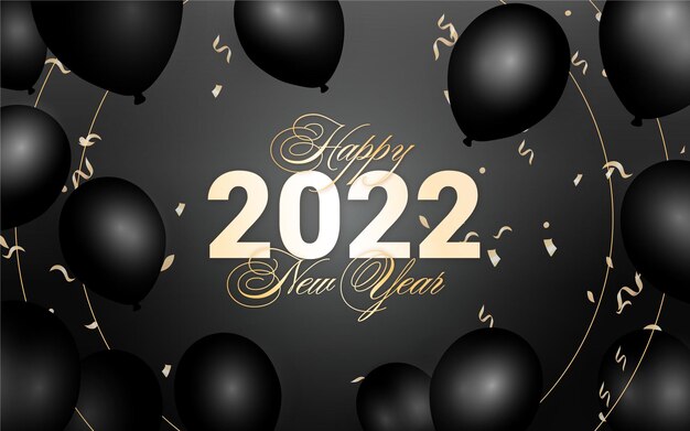 Happy new year background with realistic balloons