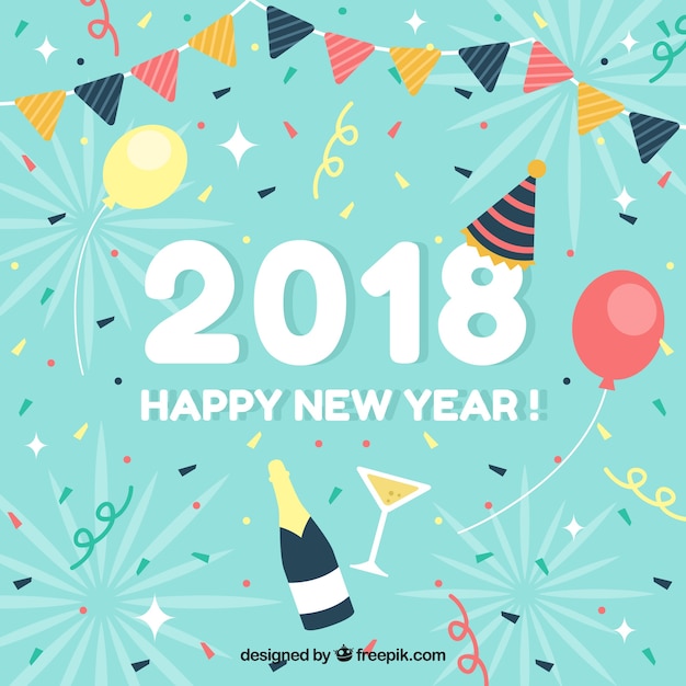 Free vector happy new year backgroundwith party elements