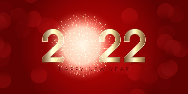Happy new year banner design with gold firework design