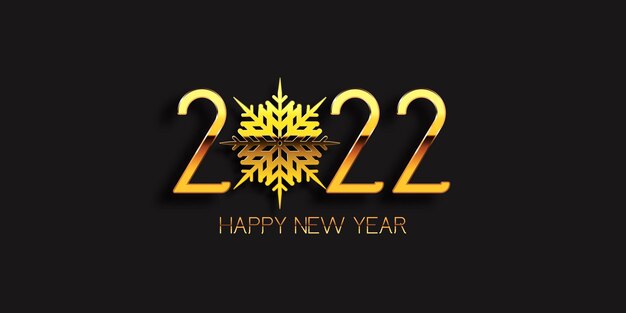 Happy New Year banner design with metallic gold snowflake design