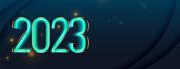 Free vector happy new year banner with 2023 text in neon effect