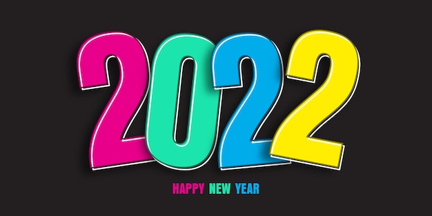 Banner di felice anno nuovo con un design dai colori vivaci