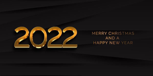 Happy new year banner with modern black and gold design