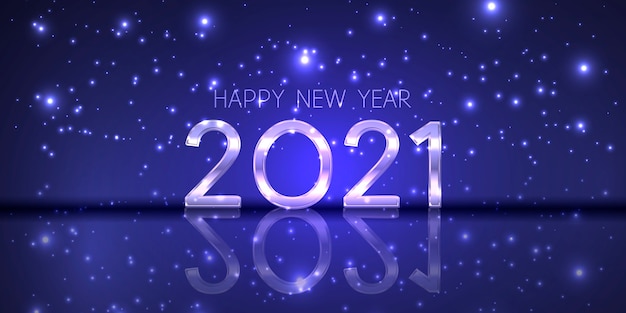 Happy new year banner with a modern sparkling design