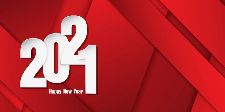 Free Vector happy new year banner with paper cut style numbers on geometric background