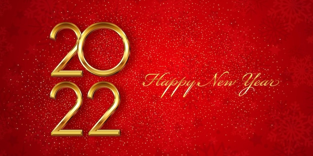 Happy new year banner with red and gold design