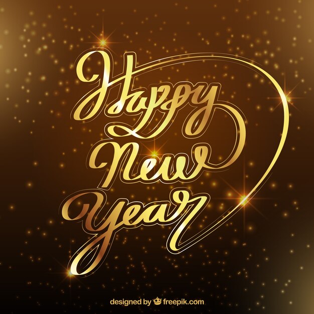 Happy new year in beautiful golden lettering