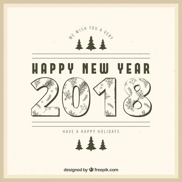 Vettore gratuito felice anno nuovo anno vintage beige sfondo