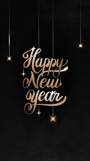 Happy New Year black greeting card template vector