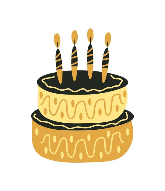 happy new year cake illustration isolated