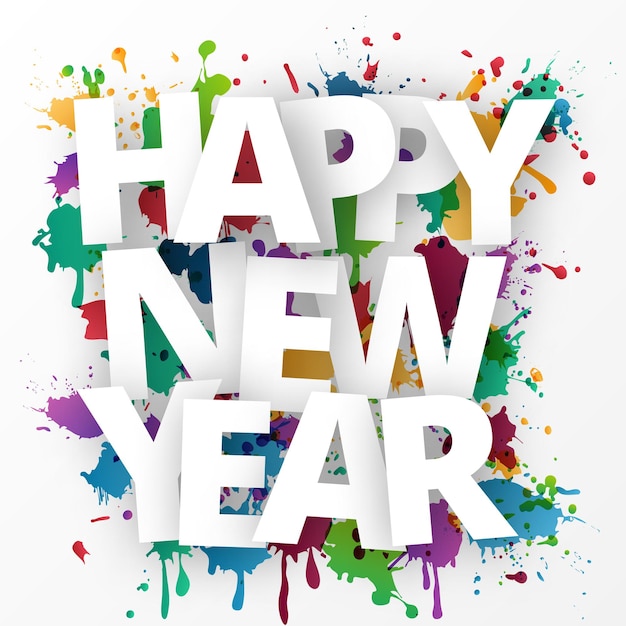 Happy new year celebration 2016 with colorful spray paint template background. vector paper illustration.