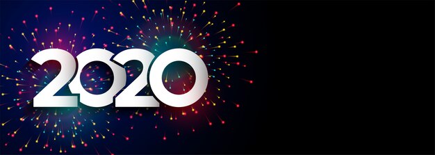 С новым годом празднование 2020 фейерверк баннер
