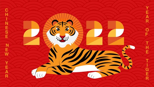 Happy new year, chinese new year, 2022, year of the tiger, cartoon character, royal tiger