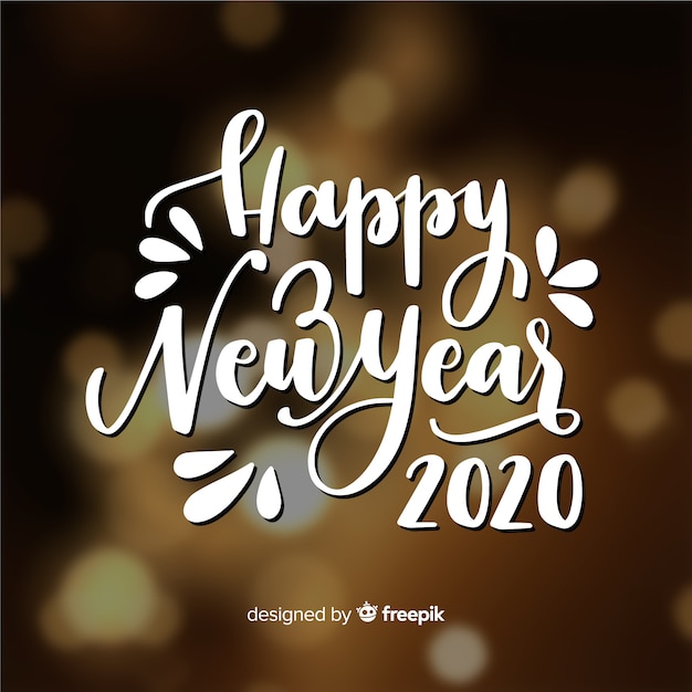Free vector happy new year concept with lettering