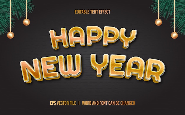 Happy new year editable text effect