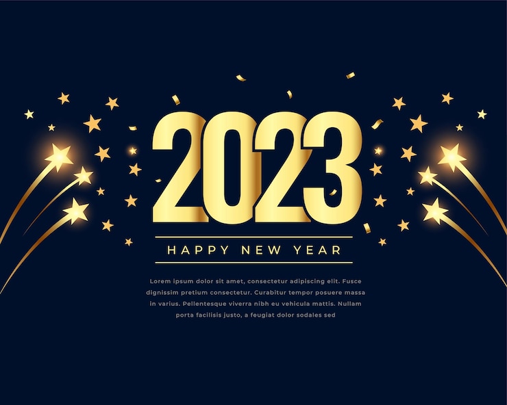 Free Vector happy new year eve celebration background with golden 2023 text effect