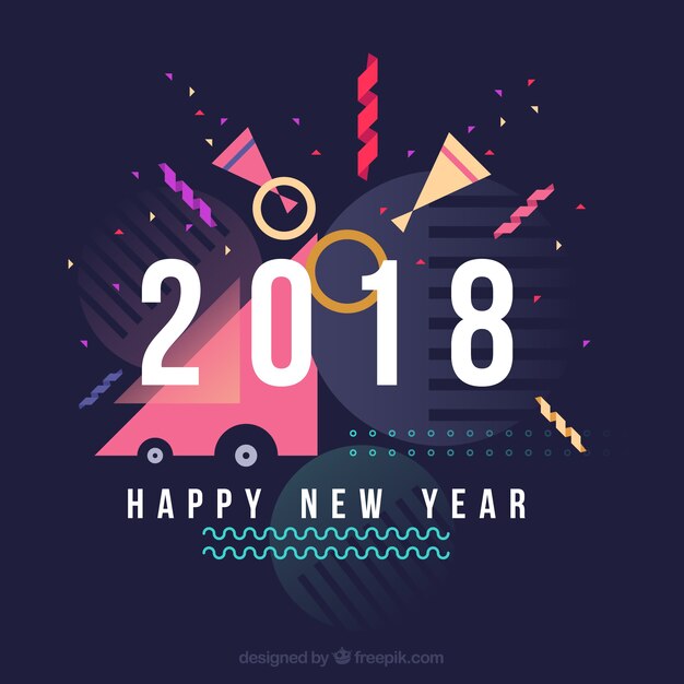 Happy new year flat background