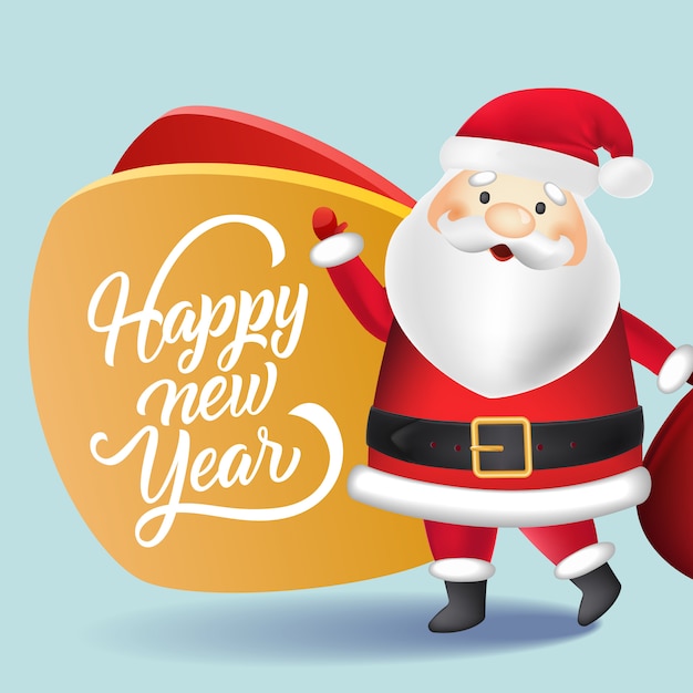 Happy New Year flyer design. Santa Claus