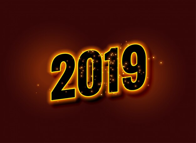 С новым годом светящийся 2019 фон