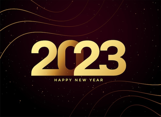 Free vector happy new year greeting banner with 2023 text in golden