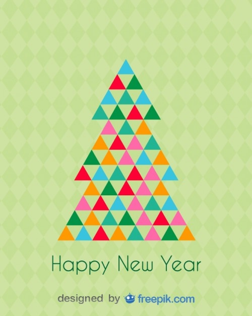 Happy new year greeting card of a christmas tree