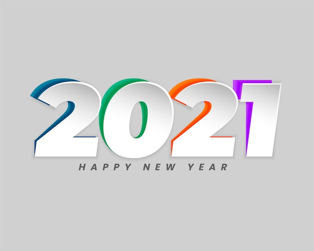 Free vector happy new year greeting card with 2021 numbers in paper cut style design